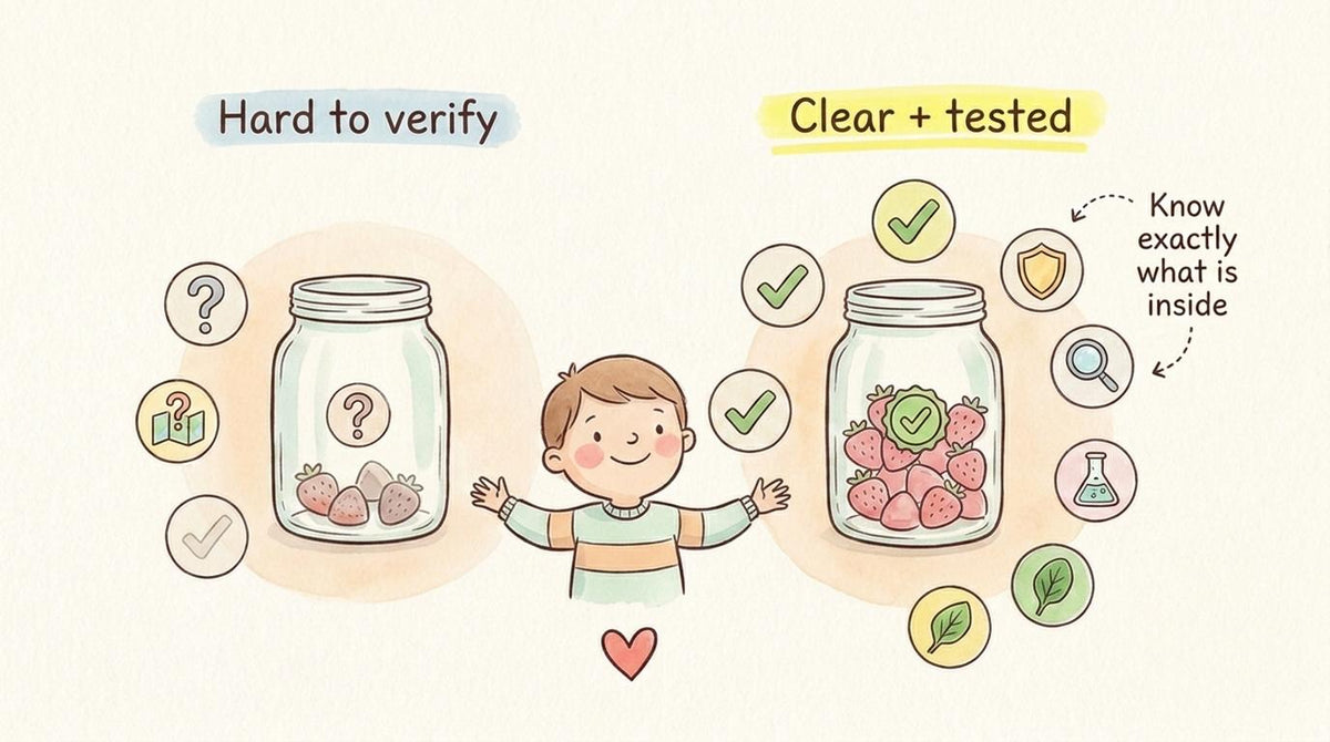 Nourify Heightener Gummies review vs Tallori comparison showing hard to verify reviews beside clear third party tested sugar free growth gummies for kids