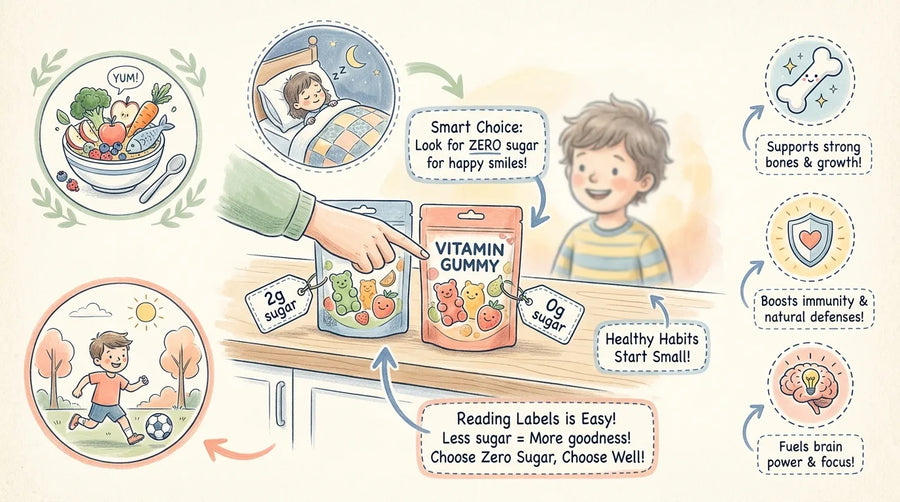 First Day vitamins vs Tallori, sugar and growth nutrients comparison