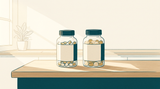 Two children's growth supplement bottles on a kitchen counter, one with capsules and one with gummies, illustrating the Doctor Taller vs Tallori comparison