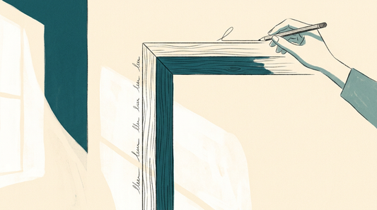 A doorframe with pencil height marks rising up the wood and a parent's hand at the most recent line, illustrating the average height tracking question for a teenage boy