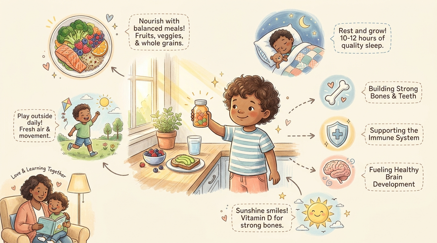 Vitamin K2 MK-7 for kids bone support illustration