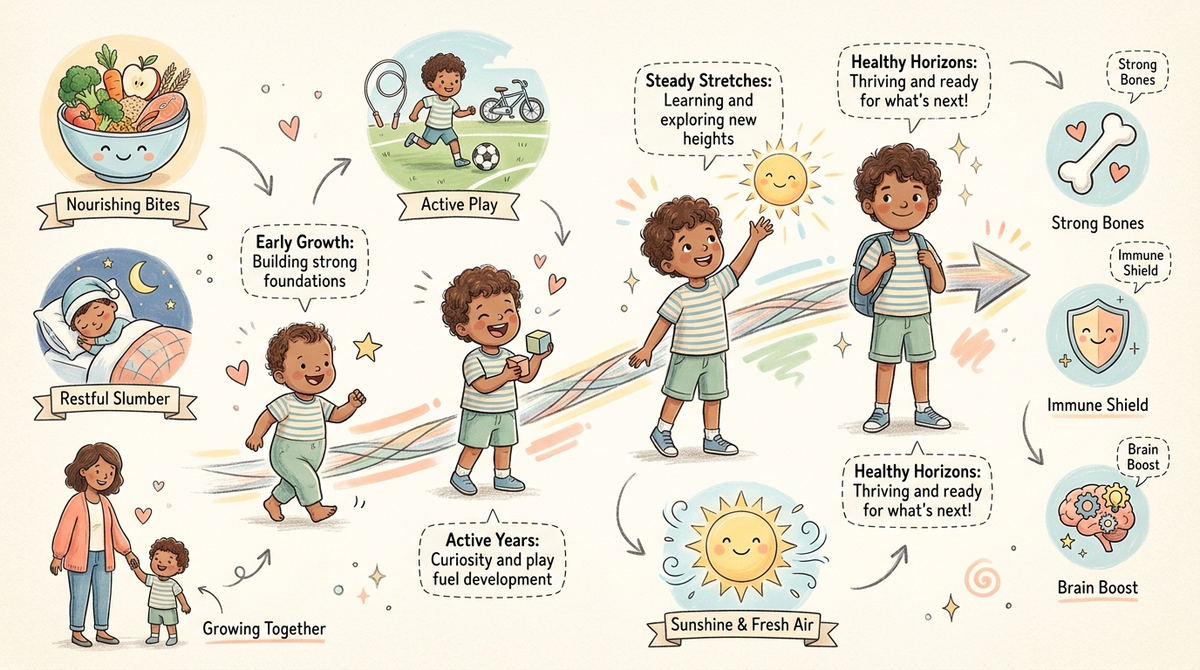 Timeline of a child growing taller through the years