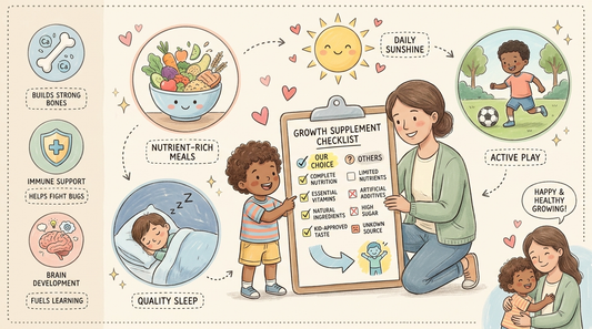 Parent and child reviewing a growth supplement comparison checklist