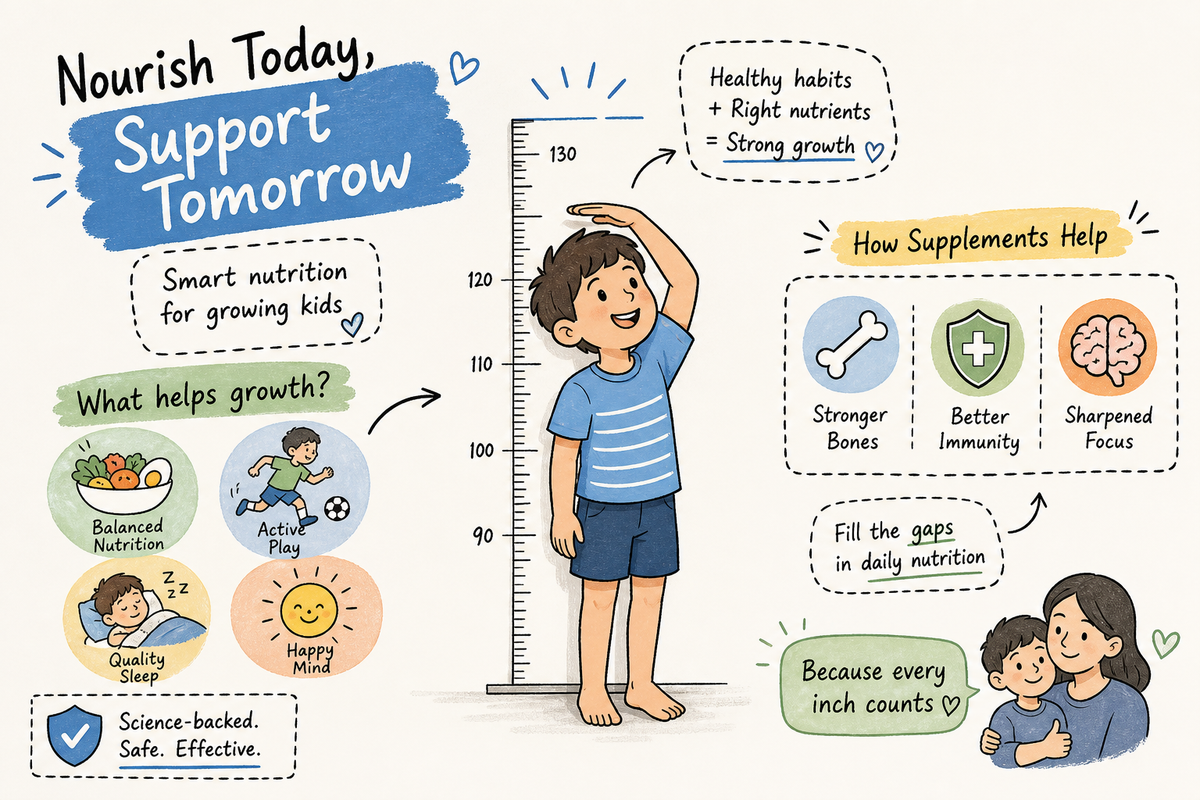 Kids growth supplements science-backed parent guide showing nutrients that support healthy bone growth in children ages 5 to 16